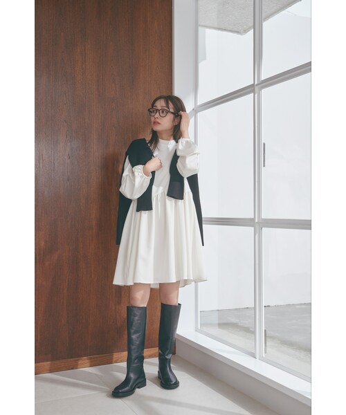 N WITH.(エヌウィズ)の「ギャザーアシメミニワンピース(ワンピース・レディース・ピンク/ブルー/ホワイト・F)」の2枚目の写真