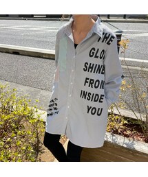 copine | 英字ロゴデザインオーバーサイズストライプシャツ(2color)(シャツ/ブラウス)