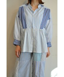 RehersalL | ストライプシャツパッチブラウス(シャツ/ブラウス)