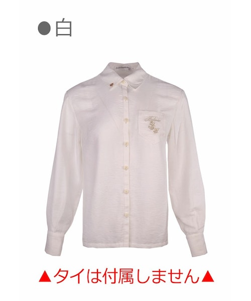 Bobon21(ボボンニジュウイチ)の「Rose刺しゅうスクールシャツ風ブラウス-全2色-(シャツ/ブラウス・レディース・ホワイト/ピンク・S/M/L)」の1枚目の写真