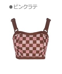 Bobon21 | クロップド丈ブロックチェック柄ビスチェ-全１色-(ベスト)