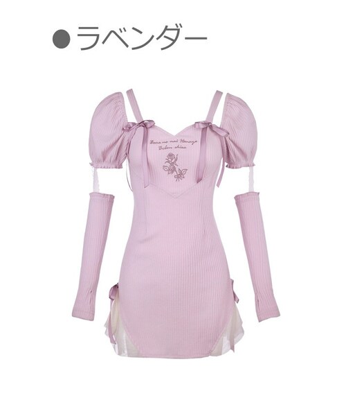 Bobon21（ボボンニジュウイチ）の「Rose Heart 2WAYリブワンピース-全 