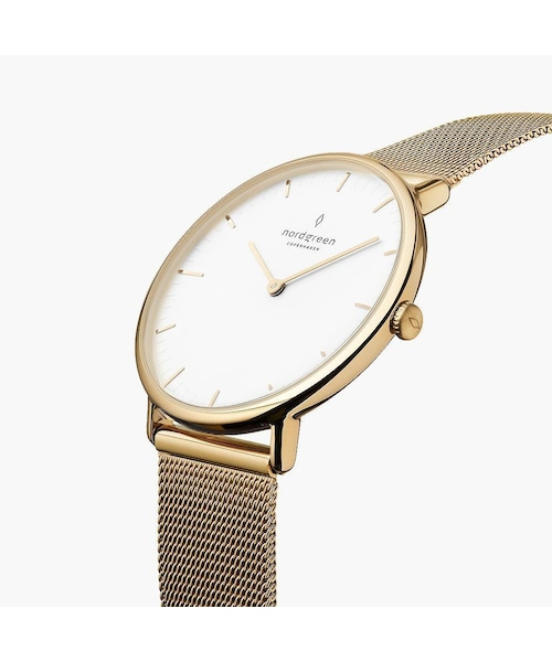 nordgreen(ノードグリーン)の「Native - ホワイトダイヤル メッシュストラップ(アナログ腕時計・レディース・シルバー/ローズゴールド/ゴールド/ガンメタル・32mm/28mm/36mm/40mm)」の3枚目の写真