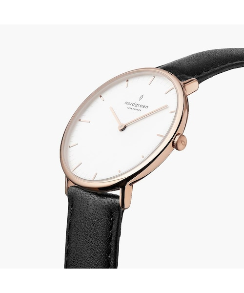 nordgreen(ノードグリーン)の「Native - ホワイトダイヤル ブラックレザーストラップ(アナログ腕時計・レディース・シルバー/ローズゴールド/ゴールド/ガンメタル・28mm/32mm/36mm/40mm)」の2枚目の写真