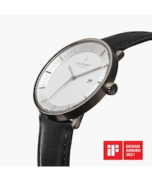 nordgreen | Philosopher - ホワイトダイヤル ブラックレザーストラップ(アナログ腕時計)