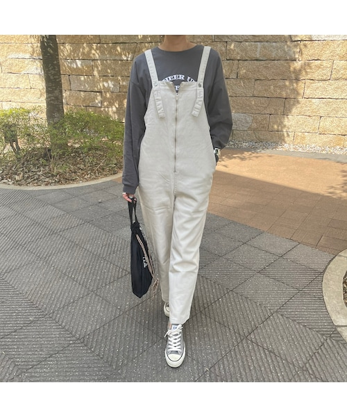 copine（コピン）の「フロントZIPサロペット(2color)（サロペット/オーバーオール・レディース・グレー/オフホワイト・ワンサイズ）」の2枚目の写真