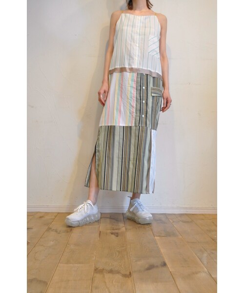 RehersalL（リハーズオール）の「ストライプシャツパッチキャミソールワンピース（ワンピース・レディース・ピンク/グリーン・one）」の2枚目の写真