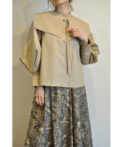 --（--）の「ボリュームスリーブブラウス（シャツ/ブラウス・レディース・ホワイト/ベージュ/ブラック・one）」の3枚目の写真