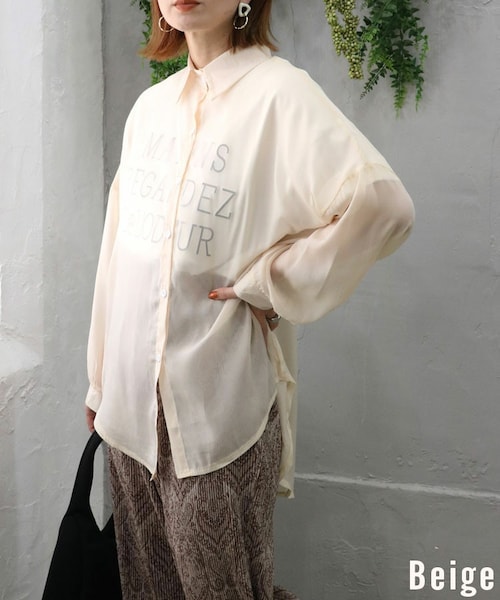 Sheson（シーズン）の「シャイニーシアーシャツ（シャツ/ブラウス・レディース・オレンジ/グレー/パープル/ブルー/ベージュ・F）」の3枚目の写真