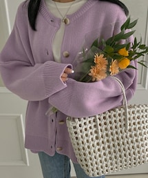 シンプルラウンドネックカーディガン