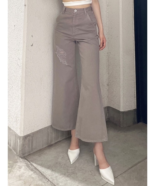 GYDA（ジェイダ）の「ハイウエスト ダメージカラー ワイドパンツ（その他パンツ・レディース・オフホワイト/ベージュ・S/M/F）」の5枚目の写真