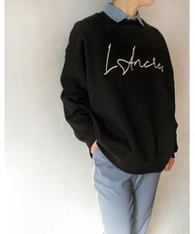 L'Ancre | L'Ancre (アンカー）裏起毛ロゴ刺繍オーバースウェット(スウェット)