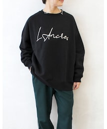 L'Ancre | L'Ancre (アンカー）裏起毛ロゴ刺繍オーバースウェット(スウェット)