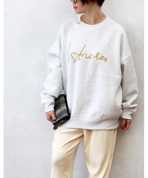 L'Ancre（アンカー）の「L'Ancre (アンカー）裏起毛ロゴ刺繍オーバースウェット（スウェット・レディース・black/gray-1/gray-2・Free）」の3枚目の写真