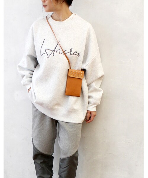 L'Ancre（アンカー）の「L'Ancre (アンカー）裏起毛ロゴ刺繍オーバースウェット（スウェット・レディース・black/gray-1/gray-2・Free）」の2枚目の写真