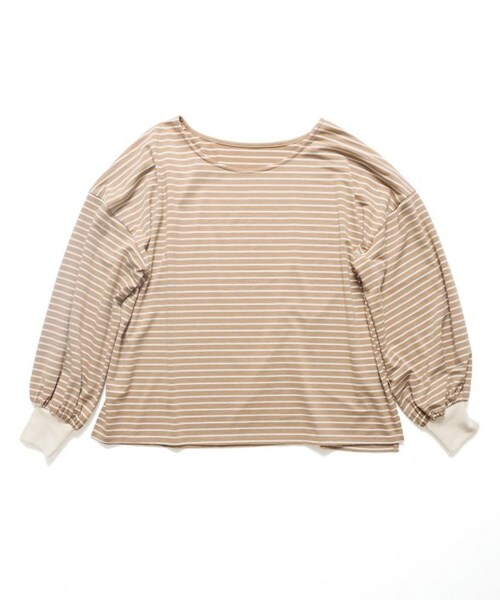 Crisp（クリスプ）の「ボリュームスリーブボーダーTシャツ[c1R3055]（Tシャツ/カットソー・レディース・ブルー/ブラウン/ピンク・FREE）」の4枚目の写真