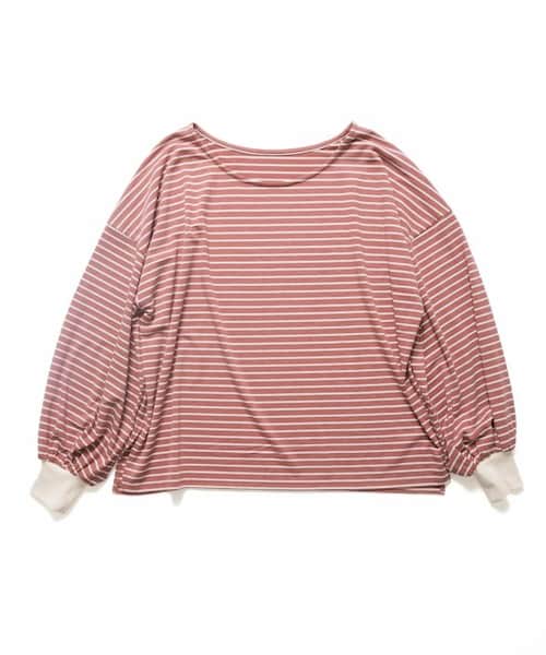 Crisp（クリスプ）の「ボリュームスリーブボーダーTシャツ[c1R3055]（Tシャツ/カットソー・レディース・ブルー/ブラウン/ピンク・FREE）」の6枚目の写真