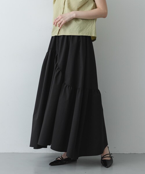 SENSE OF PLACE by URBAN RESEARCH(センスオブプレイスバイアーバンリサーチ)の「アシメキリカエギャザースカート(スカート・レディース・OFF WHITE/BLACK/BEIGE・One)」の14枚目の写真