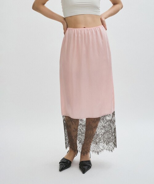 ADAM ET ROPE'（アダムエロペ）の「【EMOELLE】キュプラレースイージースカート（スカート・レディース・ダークブラウン/ピンク・F）」の12枚目の写真