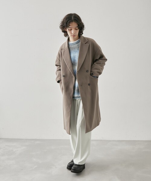 JUNRED(ジュンレッド)の「ダブルチェスターコート(チェスターコート・メンズ・ベージュ系/ダークブラウン/ブラック・L/LL/M)」の12枚目の写真