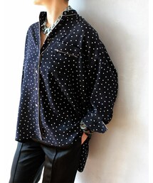 KAMILi(カミリ) ドットクレープスタンドカラーシャツ