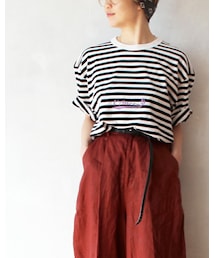 L'Ancre (アンカー）オールドマリンロゴボーダーTシャツ