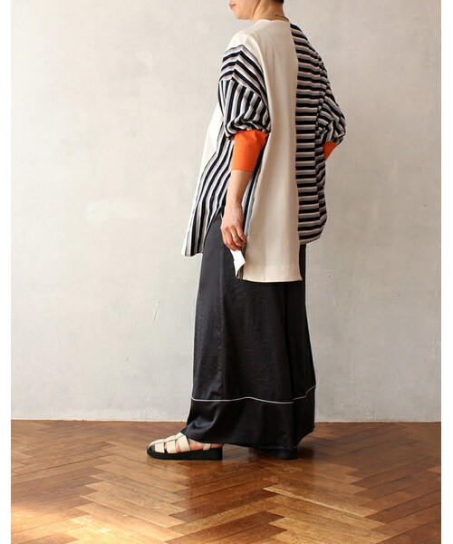 L'Ancre(アンカー)の「L'Ancre (アンカー)アメリカンボーダークレイジートップス(Tシャツ/カットソー・レディース・ベージュ/ブルー・Free)」の2枚目の写真