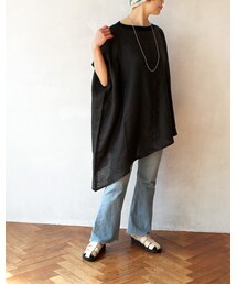 L'Ancre | L'Ancre (アンカー）フレンチリネンアシンメトリーシャツＴシャツ(シャツ/ブラウス)