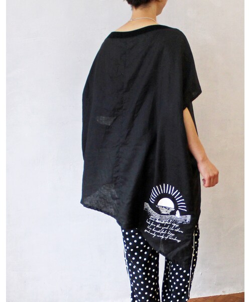 L'Ancre(アンカー)の「L'Ancre (アンカー)フレンチリネンアシンメトリーシャツTシャツ(シャツ/ブラウス・レディース・ベージュ/ブラック・Free)」の1枚目の写真