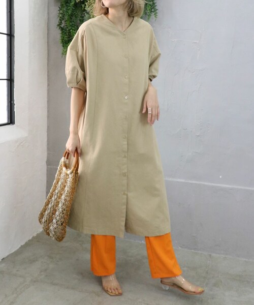 Sheson(シーズン)の「ライトツイル3WAYワンピース(ワンピース・レディース・ホワイト/ベージュ/グレー・F)」の3枚目の写真