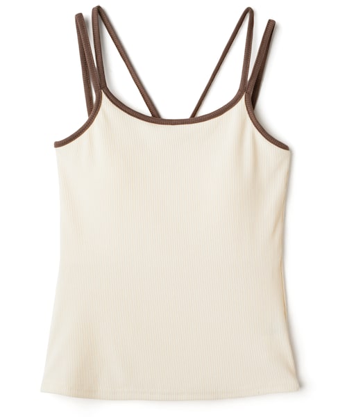 GRL（グレイル）の「パット付き配色パイピングキャミソール（キャミソール・レディース・ブラウン/アイボリー/ブルー・M）」の2枚目の写真