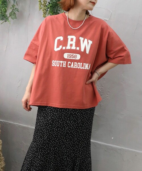 Sheson(シーズン)の「カレッジロゴワイドプルオーバー(Tシャツ/カットソー・レディース・ホワイト/オレンジ/グレー/ブラック・F)」の4枚目の写真