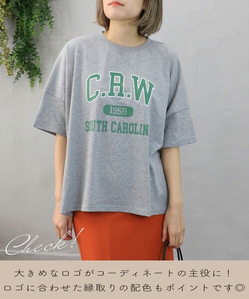 Sheson(シーズン)の「カレッジロゴワイドプルオーバー(Tシャツ/カットソー・レディース・ホワイト/オレンジ/グレー/ブラック・F)」の3枚目の写真
