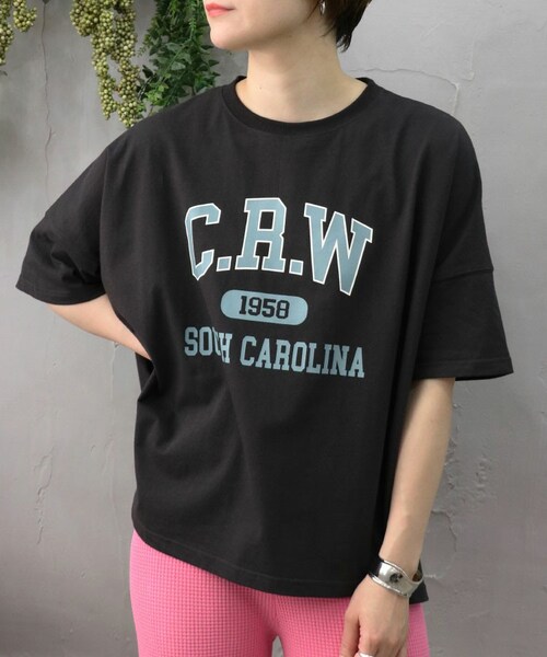 Sheson(シーズン)の「カレッジロゴワイドプルオーバー(Tシャツ/カットソー・レディース・ホワイト/オレンジ/グレー/ブラック・F)」の2枚目の写真