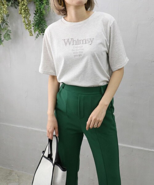 Sheson(シーズン)の「Whimsy刺繍ロゴTee(Tシャツ/カットソー・レディース・グレー/ホワイト・F)」の1枚目の写真