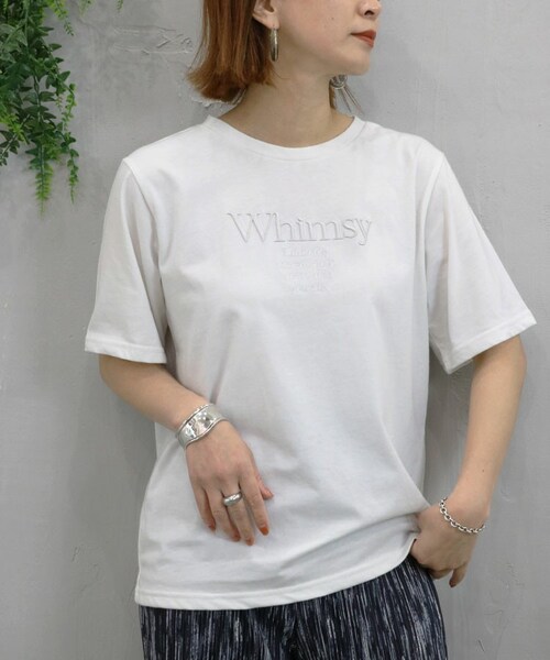 Sheson(シーズン)の「Whimsy刺繍ロゴTee(Tシャツ/カットソー・レディース・グレー/ホワイト・F)」の2枚目の写真