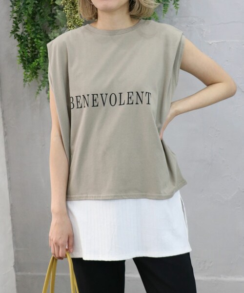 Sheson（シーズン）の「ボックスフレンチスリーブロゴTee（Tシャツ/カットソー・レディース・ホワイト/ブラウン/ブラック・F）」の3枚目の写真