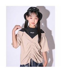 ZIDDY | センター ギャザー レイヤード風 シャツ (130~160cm)(Tシャツ/カットソー)