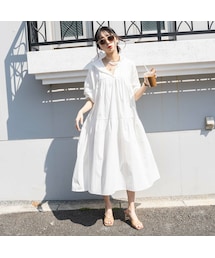 OLUPIC | 【SHOPLIST限定】ボリュームスリーブフードシャツワンピース(シャツワンピース)