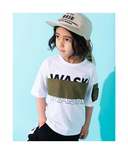 WASK(ワスク)の「MA-1 風 Tシャツ (100~160cm)(Tシャツ/カットソー・キッズ・ホワイト/グリーン・110)」の1枚目の写真