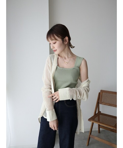 neam（ニーム）の「RIB KNIT TANK TOP（タンクトップ・レディース・ホワイト/グリーン/ブラック・free）」の3枚目の写真