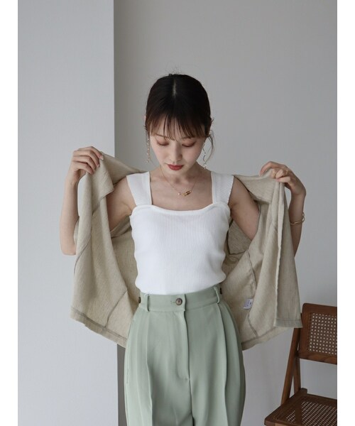 neam（ニーム）の「RIB KNIT TANK TOP（タンクトップ・レディース・ホワイト/グリーン/ブラック・free）」の4枚目の写真