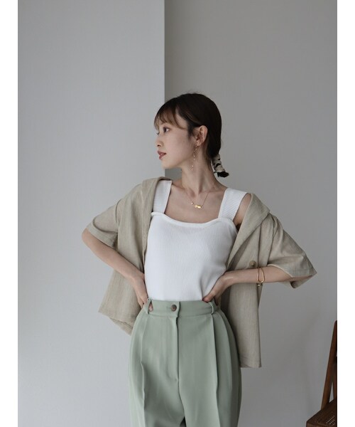 neam（ニーム）の「RIB KNIT TANK TOP（タンクトップ・レディース・ホワイト/グリーン/ブラック・free）」の6枚目の写真