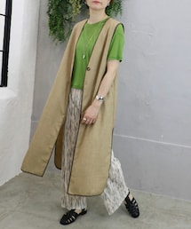 Sheson | リネンライクパイピングジレ(ベスト)