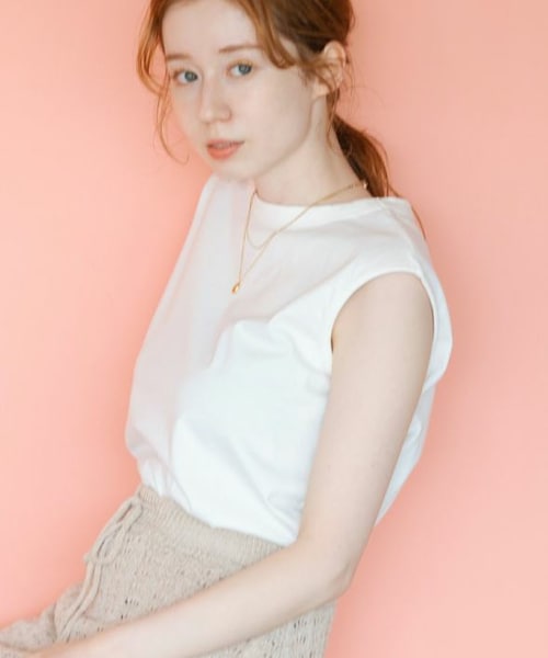 Crisp（クリスプ）の「フレンチスリーブTシャツ[c1wg3050]（Tシャツ/カットソー・レディース・ブラック/ホワイト・FREE）」の2枚目の写真