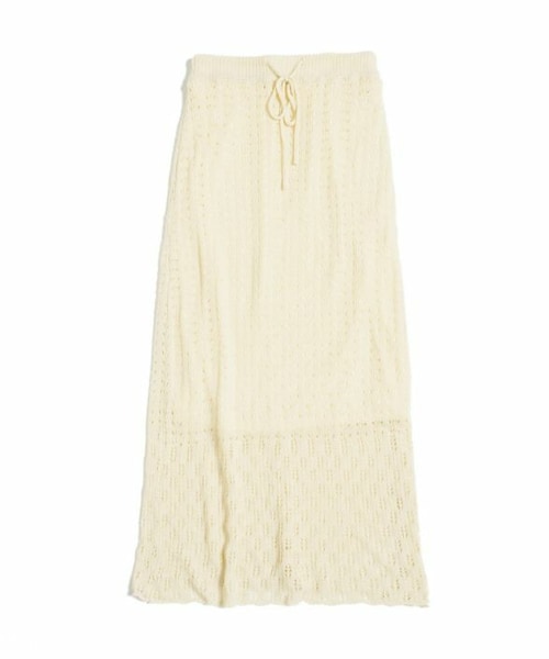 Crisp（クリスプ）の「レーシーニットスカート[c2k3001]（スカート・レディース・ベージュ/アイボリー/レッド・FREE）」の4枚目の写真