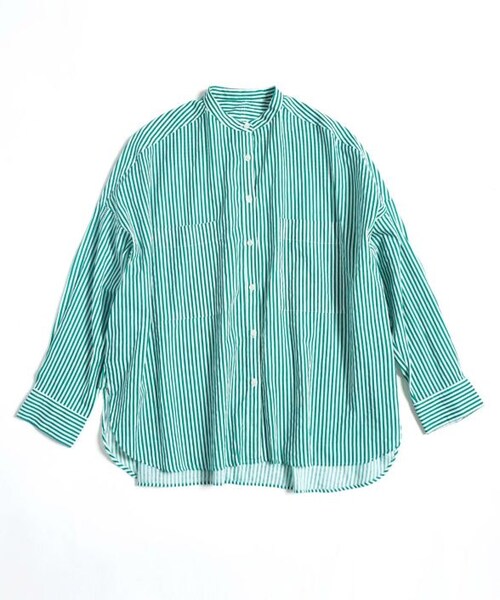 Crisp（クリスプ）の「ストライプオーバーシャツ[c1wg3013]（シャツ/ブラウス・レディース・グリーン/ピンク・FREE）」の3枚目の写真