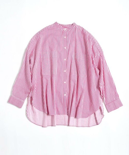 Crisp（クリスプ）の「ストライプオーバーシャツ[c1wg3013]（シャツ/ブラウス・レディース・グリーン/ピンク・FREE）」の4枚目の写真