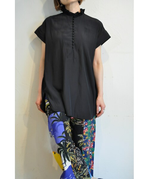 RehersalL（リハーズオール）の「ビジューフレンチスリーブブラウス（シャツ/ブラウス・レディース・ホワイト/ブラック・one）」の2枚目の写真