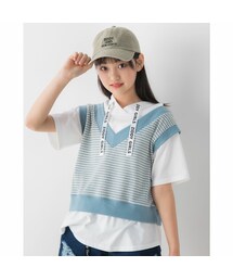 ZIDDY | 【ニコ☆プチ掲載】 ベスト ドッキング フードレス Tシャツ (130~160cm)(Tシャツ/カットソー)